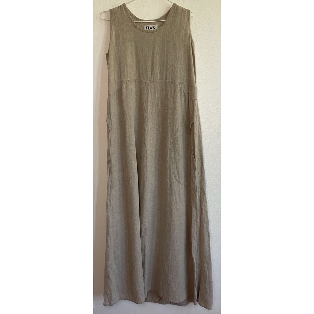 FLAX 100% LINEN NATURAL TANK MAXI DRESS